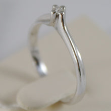 Load image into Gallery viewer, SOLID 18K WHITE GOLD SOLITAIRE WEDDING BAND RING WITH DIAMOND 0.05 MADE IN ITALY.