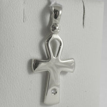 Load image into Gallery viewer, SOLID 18K WHITE GOLD CROSS, CROSS OF LIFE, ANKH, DIAMOND, 1.02 IN MADE IN ITALY.