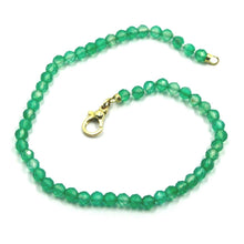 Cargar imagen en el visor de la galería, 18K YELLOW GOLD BEADED BRACELET 8.3" 21cm, FACETED GREEN AGATE DIAMETER 3mm.