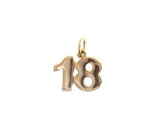 Cargar imagen en el visor de la galería, 18k rose gold number 18 eighteen small pendant charm, 0.4", 10mm.