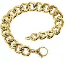 Cargar imagen en el visor de la galería, 18K YELLOW GOLD BRACELET TUBULAR ROUNDED 12x14mm GOURMETTE OVAL LINKS 20cm 7.9".