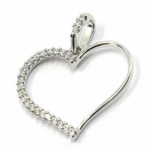 Load image into Gallery viewer, SOLID 18K WHITE GOLD PENDANT HEART WITH CUBIC ZIRCONIA, 16mm, 0.63 inches.