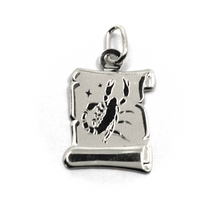 Charger l'image dans la galerie, 18k white gold parchment medal pendant 18mm zodiacal sign scorpio smooth & satin.