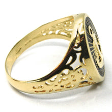 Load image into Gallery viewer, 18k yellow gold band man ring, nautical anchor, finely worked, black enamel.