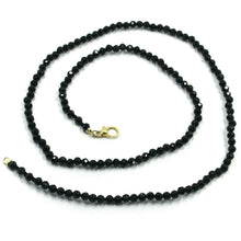 Load image into Gallery viewer, 18K YELLOW GOLD NECKLACE 39.5", 100cm, FACETED ROUND BLACK SPINEL DIAMETER 3mm.