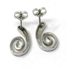 Cargar imagen en el visor de la galería, SOLID 18K WHITE GOLD PENDANT EARRINGS, SPIRAL, OVAL, PENDANT, MADE IN ITALY.