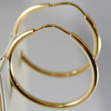 Cargar imagen en el visor de la galería, 18K YELLOW GOLD EARRINGS CIRCLE HOOP 30 MM 1.18 INCHES DIAMETER MADE IN ITALY.