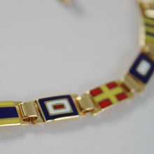 Load image into Gallery viewer, massive solid 18k yellow gold bracelet with glazed nautical flags, made in Italy.