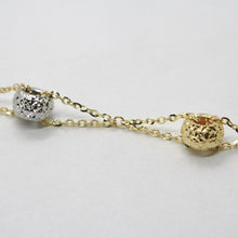 Load image into Gallery viewer, 18K YELLOW WHITE GOLD BRACELET FINELY WORKED 8 MM CIRCLES & ROLO LINK 7.9 INCHES.