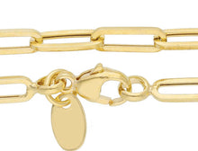 Cargar imagen en el visor de la galería, 18k yellow gold chain necklace squared oval paper clip 3x10mm links, 18" 45cm.