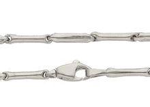 Cargar imagen en el visor de la galería, 18K WHITE GOLD BRACELET SMALL BONE 1.3x8mm ROUNDED TUBE LINK 7.5" MADE IN ITALY.