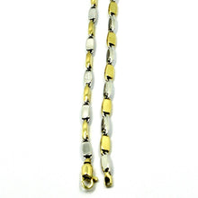 Cargar imagen en el visor de la galería, 18k white yellow gold chain necklace alternate rectangular oval tube links, 24".