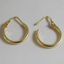 Cargar imagen en el visor de la galería, 18K YELLOW GOLD EARRINGS MINI CIRCLE HOOP 14 MM 0.55 IN DIAMETER MADE IN ITALY.