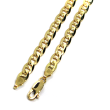 Load image into Gallery viewer, solid 18k yellow gold chain flat boat mariner oval nautical big 5mm link, 60 cm 24&quot;.
