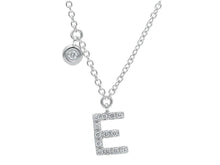 Charger l'image dans la galerie, 18k white gold necklace, pendant mini initial letter E, 0.7 cm, 0.3", rolo chain.