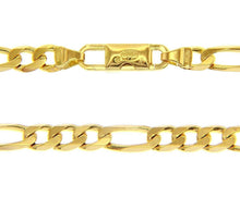 Load image into Gallery viewer, SOLID 18K GOLD FIGARO GOURMETTE CHAIN 5mm WIDTH, 24", ALTERNATE 3+1 NECKLACE.