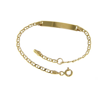 Load image into Gallery viewer, 18k yellow gold boy girl baby bracelet engraving plate anchor chain 5.5-6.3".