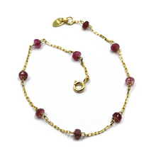 Load image into Gallery viewer, 18k yellow gold square rolo bracelet with faceted disc purple tourmaline, 7.5".