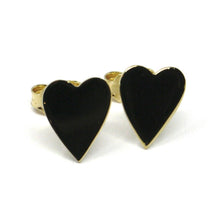 Load image into Gallery viewer, SOLID 18K YELLOW GOLD EARRINGS FLAT HEART, SHINY, SMOOTH, 10 MM, MADE IN ITALY.