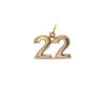 Cargar imagen en el visor de la galería, 18k rose gold number 22 twenty two small pendant charm, 0.4", 10mm.