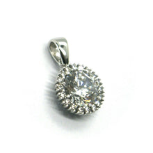 Load image into Gallery viewer, SOLID 18K WHITE GOLD 7.5mm ROUND 2.7 carats ZIRCONIA PENDANT WITH FRAME, ITALY.