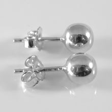 Cargar imagen en el visor de la galería, 18k white gold earrings with 6 mm balls ball round sphere, made in Italy.