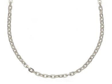 18K WHITE GOLD SOLID CHAIN SQUARED CABLE 2.5mm OVAL LINKS, 20