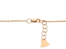 Cargar imagen en el visor de la galería, 18K ROSE GOLD SQUARE ROLO THIN NECKLACE, 16.5", CENTRAL 15mm HEART, ITALY MADE.