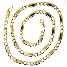 Load image into Gallery viewer, 18K YELLOW WHITE GOLD CHAIN GOURMETTE & FLAT PLATES SQUARE LINKS 5.8 mm, 24".
