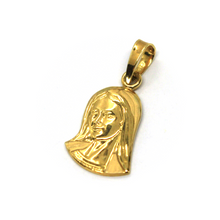 Load image into Gallery viewer, 18K YELLOW GOLD VIRGIN MARY 17mm FLAT VERY DETAILED SMOOTH AND SATIN PENDANT.