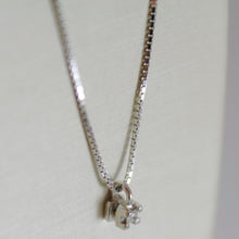 Charger l'image dans la galerie, 18k white gold mini necklace with diamond 0.01 ct, venetian chain made in Italy.