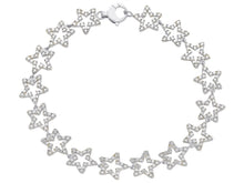 Load image into Gallery viewer, 18K WHITE GOLD TENNIS BRACELET WITH CUBIC ZIRCONIA 9mm STARS LINE, LENGTH 7.1&quot;.

