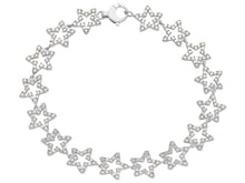 Load image into Gallery viewer, 18K WHITE GOLD TENNIS BRACELET WITH CUBIC ZIRCONIA 9mm STARS LINE, LENGTH 7.1".