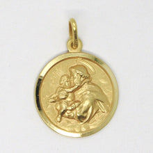 Load image into Gallery viewer, 18k yellow gold St Saint Anthony Padua Sant Antonio with Jesus medal pendant, diameter 15 mm.