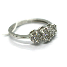Load image into Gallery viewer, SOLID 18K WHITE GOLD RING, TRILOGY WITH DIAMONDS 0.50 CARATS, pavè, ITALY MADE.