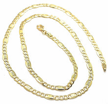 Cargar imagen en el visor de la galería, 18K YELLOW GOLD CHAIN 4 MM, 19.7 INCHES ALTERNATE GOURMETTE CROSSHATCHING OVALS.