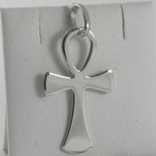 Load image into Gallery viewer, SOLID 18K WHITE GOLD CROSS, CROSS OF LIFE, ANKH, SHINY, 1.26 INCH MADE IN ITALY.