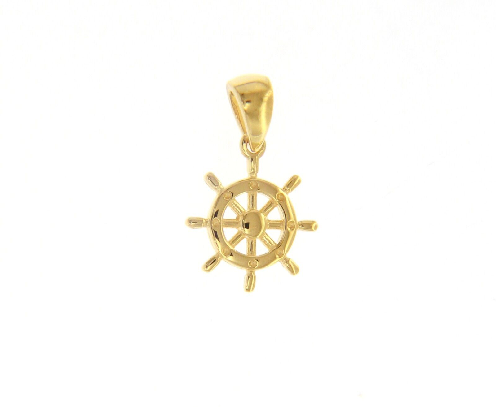 PENDENTIF CHARM BARRE DE BATEAU EN OR JAUNE 18 CARATS DE 13 MM, LISSE ET  BRILLANT, FABRIQUÉ EN ITALIE