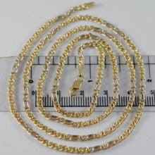 Load image into Gallery viewer, 18K YELLOW WHITE GOLD CHAIN 2.5 MM FLAT CLASSIC EYE LINK 23.6 IN. MADE IN ITALY.