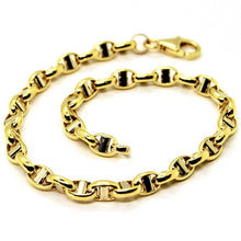 Cargar imagen en el visor de la galería, 18k yellow gold 4 mm oval navy mariner nautical bracelet 8.3" 21 cm Italy made.