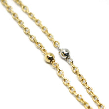 Load image into Gallery viewer, 18k yellow rose white gold 20.5" rosary necklace miraculous medal Cross.