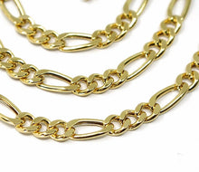 Load image into Gallery viewer, 18k gold figaro gourmette chain 4 mm width, 20&quot;, alternate 3+1 necklace.
