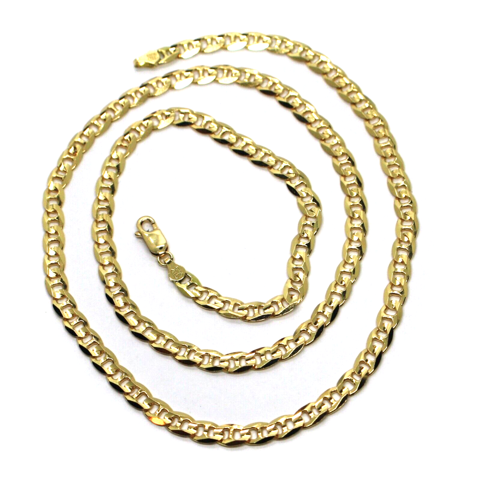solid 18k yellow gold chain flat boat mariner oval nautical big 5mm li