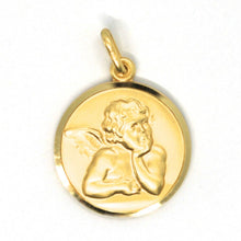 Load image into Gallery viewer, solid 18k yellow gold Guardian Angel 17mm medal, pendant, very detailed.