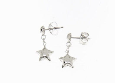 18k white gold earrings with very shiny star worked made in Italy 0.51 inches.