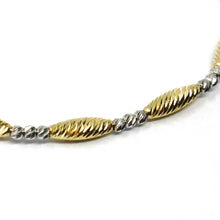 Load image into Gallery viewer, 18K YELLOW WHITE GOLD BRACELET, ALTERNATE DIAMOND CUT BALLS & OVALS, SPHERE.