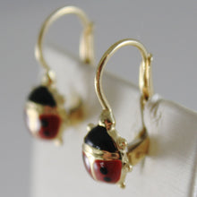 Load image into Gallery viewer, 18k yellow gold pendant leverback kids earrings glazed ladybird made in Italy.