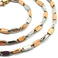 Cargar imagen en el visor de la galería, 18k white rose gold chain necklace alternate rectangular oval tube links, 20".