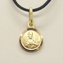 Load image into Gallery viewer, 18K YELLOW GOLD SCAPULAR OUR LADY OF MOUNT CARMEL SACRED HEART MEDAL 9mm CARMEN.