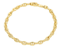Load image into Gallery viewer, 18k yellow gold mariner anchor bracelet 5mm, 7.5" alternate crossed puffed ovals.